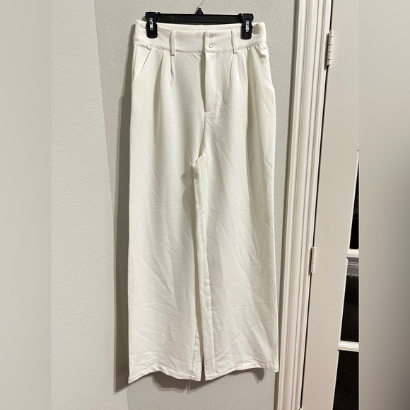 Cream wideleg women’s dress pants , off-white slacks, mid rise, sz 6, NWOT - Picture 5 of 9